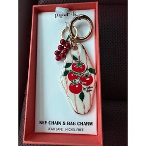 Piper K La Dolce Vita Tomato Keychain Purse Charm‎ Bag Accessory NWT